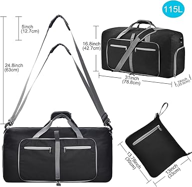 Duffle Bag with Shoes Compartment and Adjustable Strap,Foldable Travel Duffel Bags for Men Women,Waterproof Duffel Bags