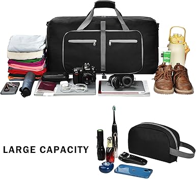 Duffle Bag with Shoes Compartment and Adjustable Strap,Foldable Travel Duffel Bags for Men Women,Waterproof Duffel Bags