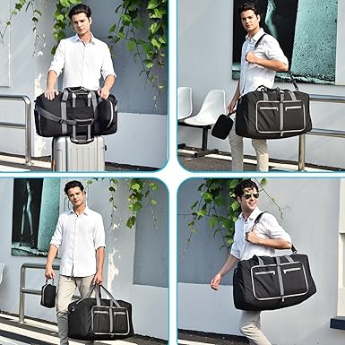 Duffle Bag with Shoes Compartment and Adjustable Strap,Foldable Travel Duffel Bags for Men Women,Waterproof Duffel Bags