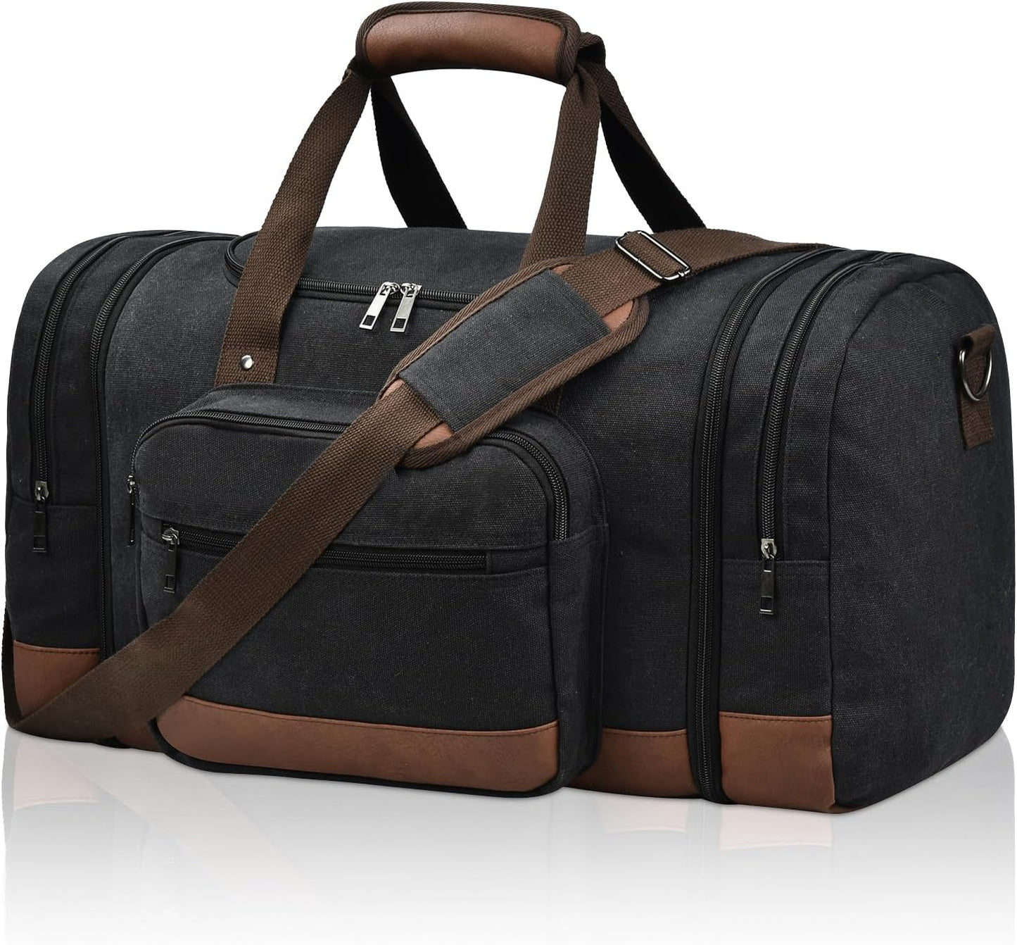 Duffle Bag for Travel, 50L Canvas Travel Duffel Bags Overnight Weekend Gym Carry On Luggage Bag for Men & Women(Black)